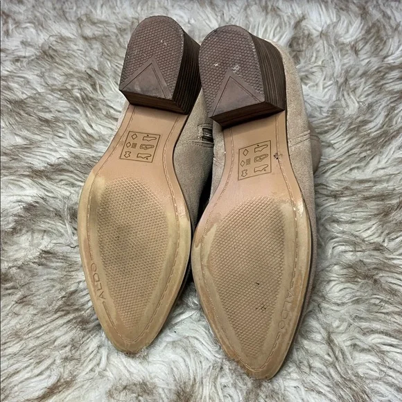 ALDO Women's Taupe Suede Ankle Boots - Classic Zip Heeled Bootie - Picture 4 of 4